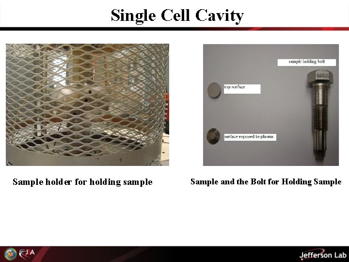 Single Cell Cavity Sample holder for holding sample Sample and the Bolt for Holding