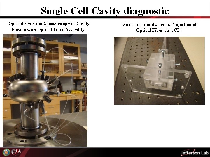 Single Cell Cavity diagnostic Optical Emission Spectroscopy of Cavity Plasma with Optical Fiber Assembly