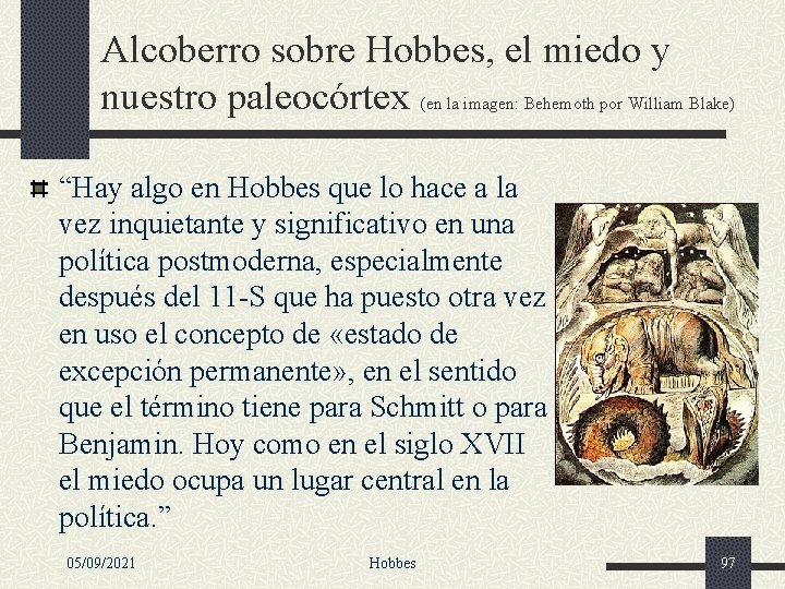 Alcoberro sobre Hobbes, el miedo y nuestro paleocórtex (en la imagen: Behemoth por William