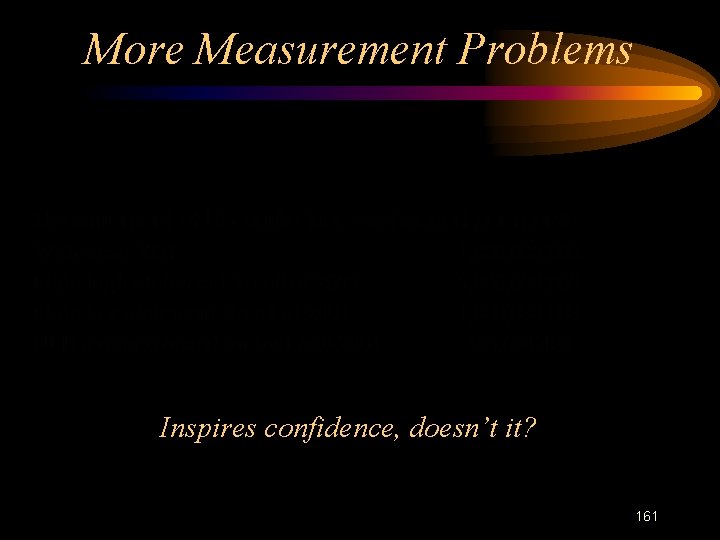 More Measurement Problems Inspires confidence, doesn’t it? 161 