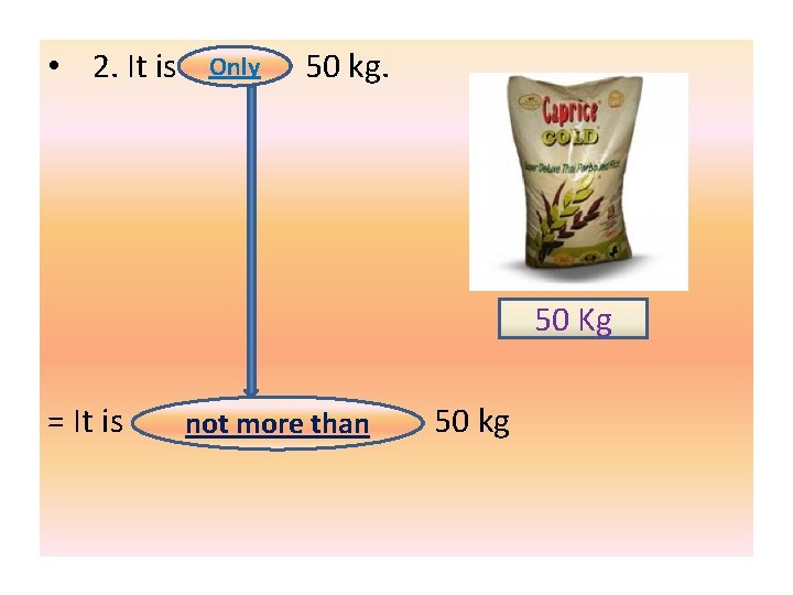  • 2. It is Only 50 kg. 50 Kg = It is not