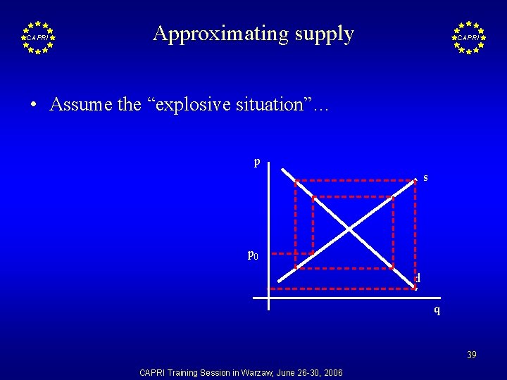 CAPRI Approximating supply CAPRI • Assume the “explosive situation”… p s p 0 d