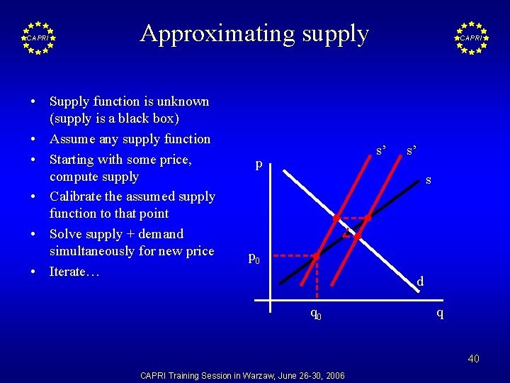 CAPRI Approximating supply • Supply function is unknown (supply is a black box) •