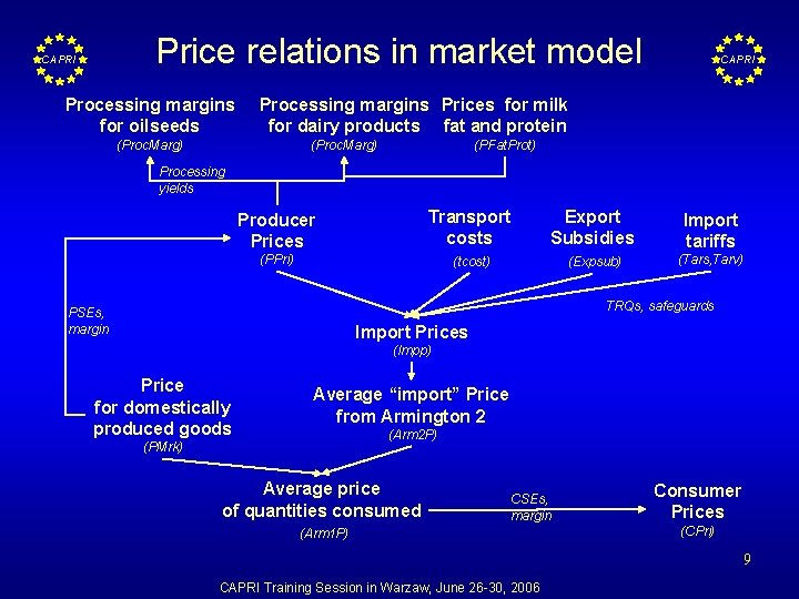 Price relations in market model CAPRI Processing margins for oilseeds CAPRI Processing margins Prices