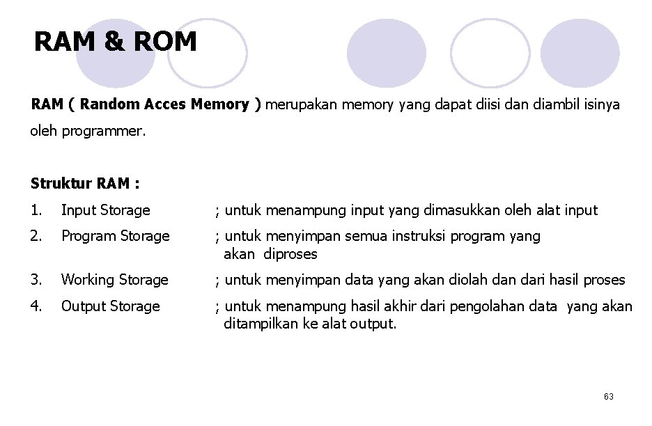 RAM & ROM RAM ( Random Acces Memory ) merupakan memory yang dapat diisi RAM & ROM RAM ( Random Acces Memory ) merupakan memory yang dapat diisi