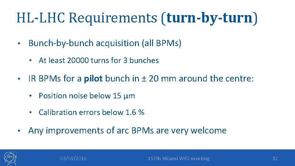 HL-LHC Requirements (turn-by-turn) • Bunch-by-bunch acquisition (all BPMs) • At least 20000 turns for