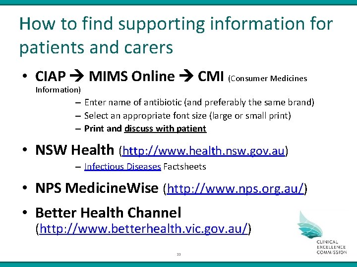 How to find supporting information for patients and carers • CIAP MIMS Online CMI