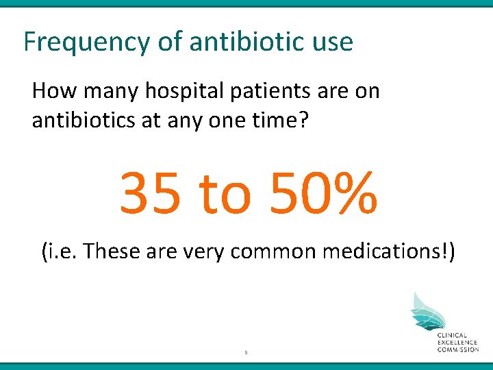 Frequency of antibiotic use How many hospital patients are on antibiotics at any one