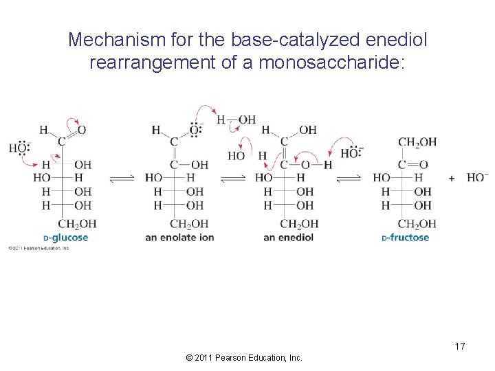 Mechanism for the base-catalyzed enediol rearrangement of a monosaccharide: 17 © 2011 Pearson Education,
