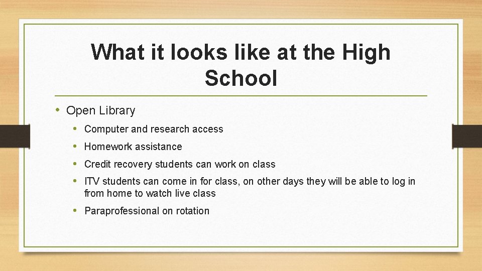 What it looks like at the High School • Open Library • • Computer