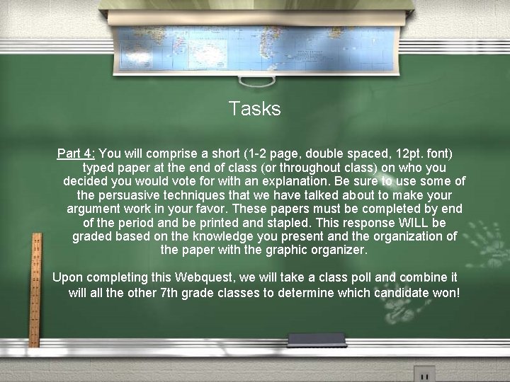 Tasks Part 4: You will comprise a short (1 -2 page, double spaced, 12