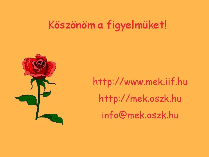 Köszönöm a figyelmüket! http: //www. mek. iif. hu http: //mek. oszk. hu info@mek. oszk.