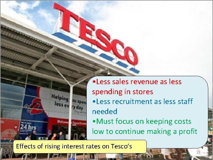  • Less sales revenue as less spending in stores • Less recruitment as