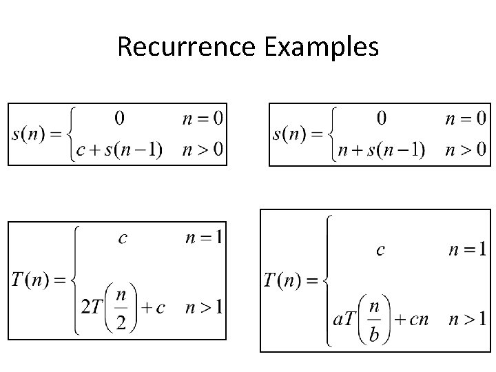 Recurrence Examples 