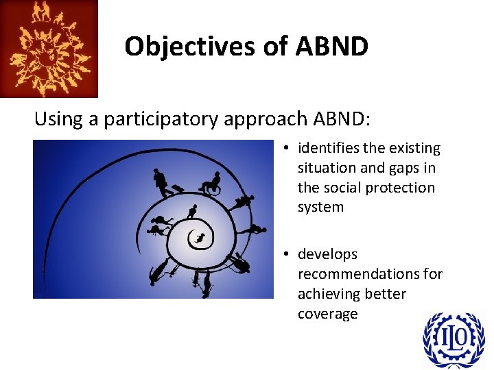 Objectives of ABND Using a participatory approach ABND: • identifies the existing situation and