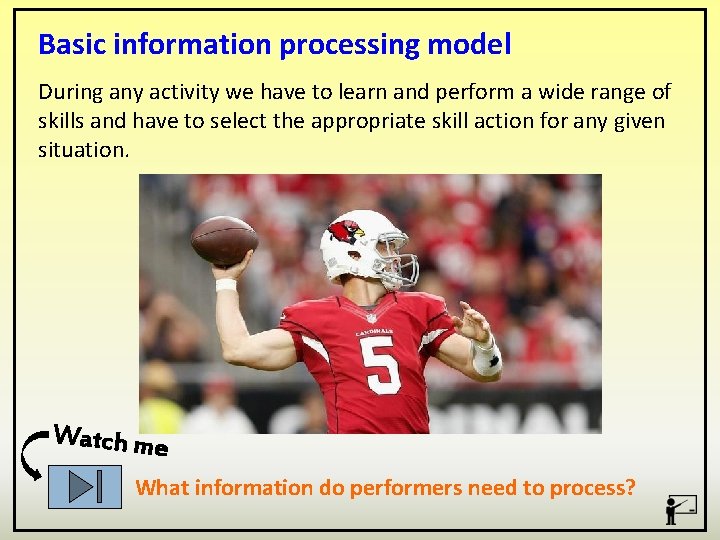 Basic information processing model During any activity we have to learn and perform a