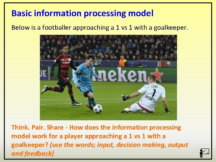 Basic information processing model Below is a footballer approaching a 1 vs 1 with