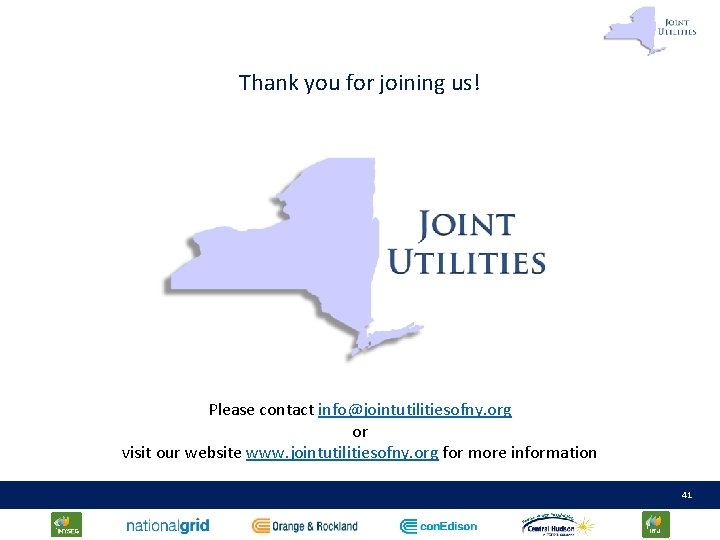 Thank you for joining us! Please contact info@jointutilitiesofny. org or visit our website www.