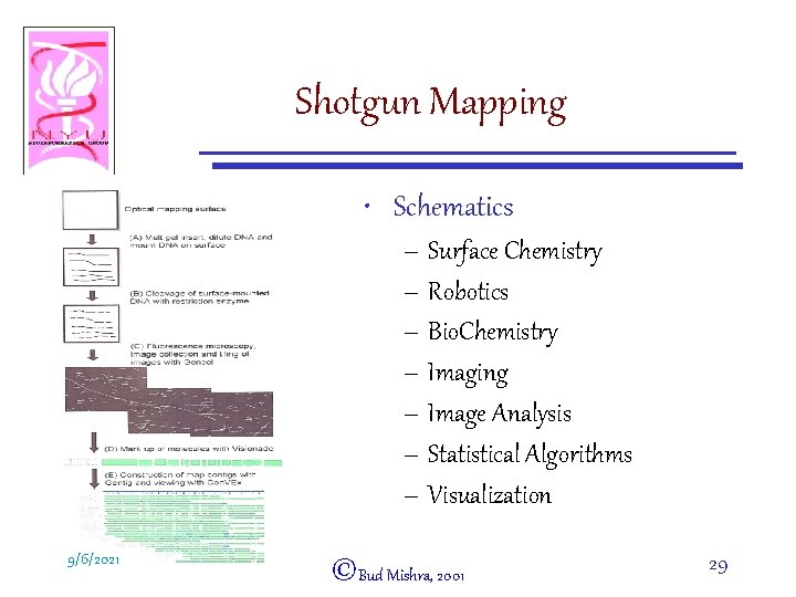 Shotgun Mapping • Schematics – Surface Chemistry – Robotics – Bio. Chemistry – Imaging