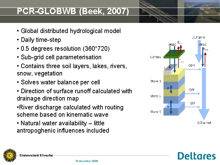 PCR-GLOBWB (Beek, 2007) • Global distributed hydrological model • Daily time-step • 0. 5