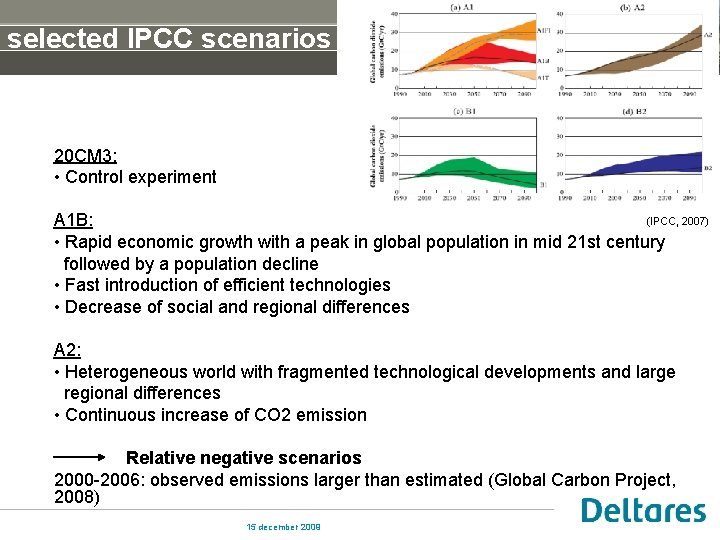 selected IPCC scenarios 20 CM 3: • Control experiment (IPCC, 2007) A 1 B: