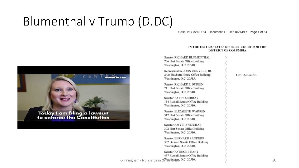 Blumenthal v Trump (D. DC) Cunningham - Nonpartisan Originalism 30 