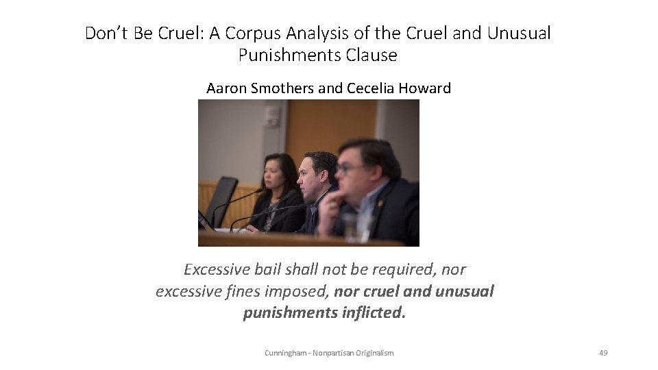 Don’t Be Cruel: A Corpus Analysis of the Cruel and Unusual Punishments Clause Aaron