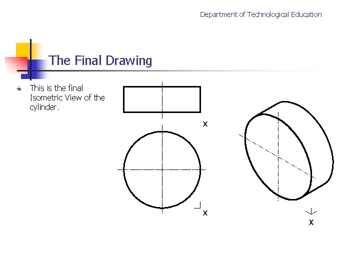 Department of Technological Education The Final Drawing This is the final Isometric View of