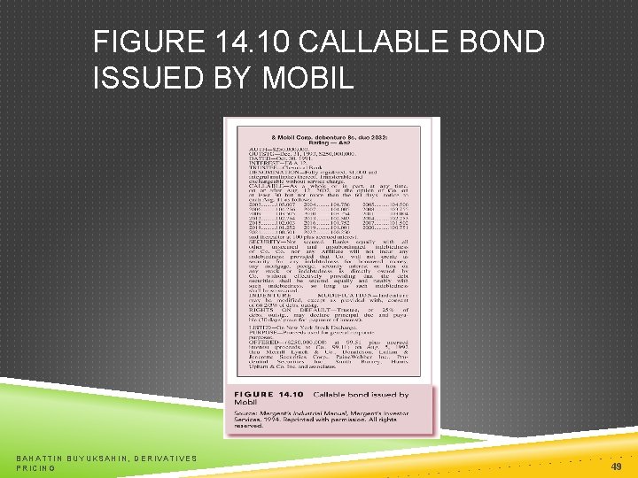 FIGURE 14. 10 CALLABLE BOND ISSUED BY MOBIL BAHATTIN BUYUKSAHIN, DERIVATIVES PRICING 49 