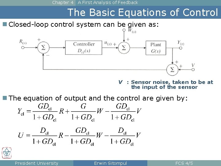 Chapter 4 A First Analysis of Feedback The Basic Equations of Control n Closed-loop