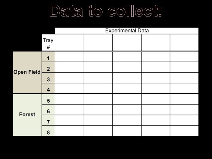 Data to collect: 