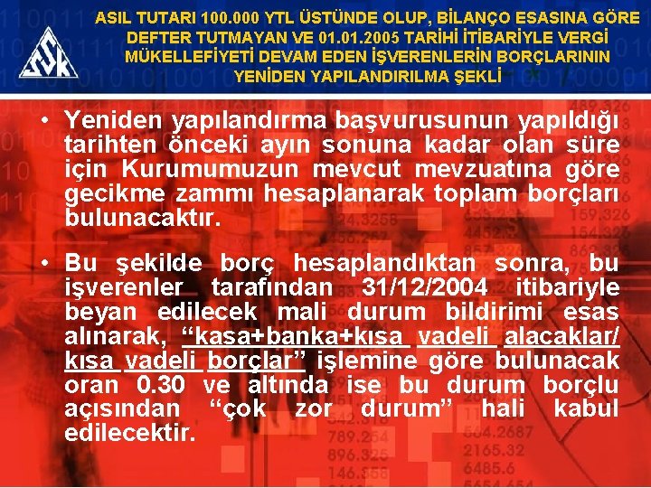 ASIL TUTARI 100. 000 YTL ÜSTÜNDE OLUP, BİLANÇO ESASINA GÖRE DEFTER TUTMAYAN VE 01.