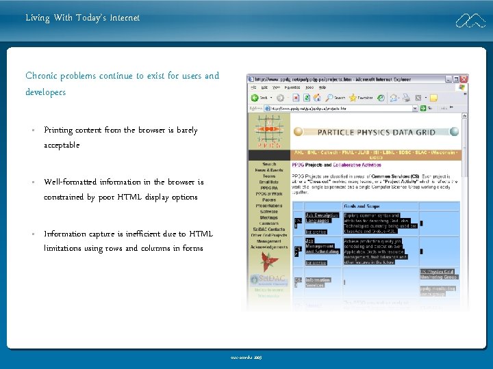 Living With Today’s Internet Chronic problems continue to exist for users and developers •