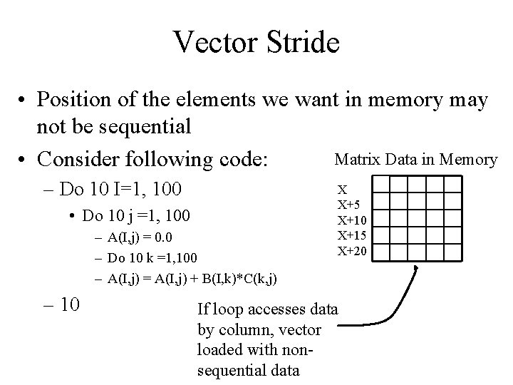 Vector Stride • Position of the elements we want in memory may not be