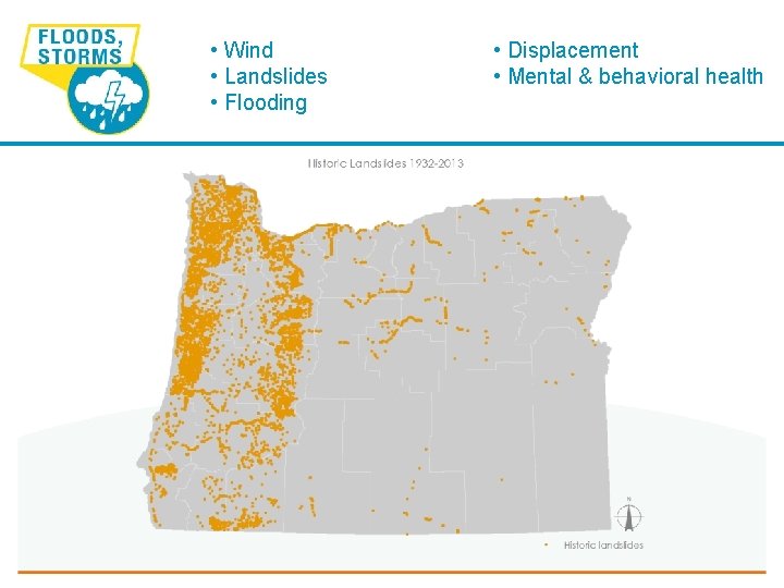  • Wind • Landslides • Flooding • Displacement • Mental & behavioral health