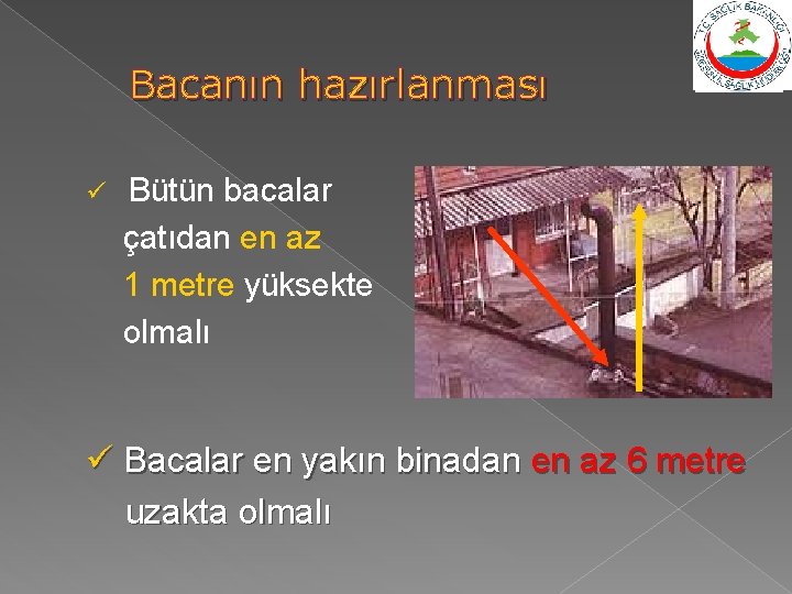 Bacanın hazırlanması ü Bütün bacalar çatıdan en az 1 metre yüksekte olmalı ü Bacalar