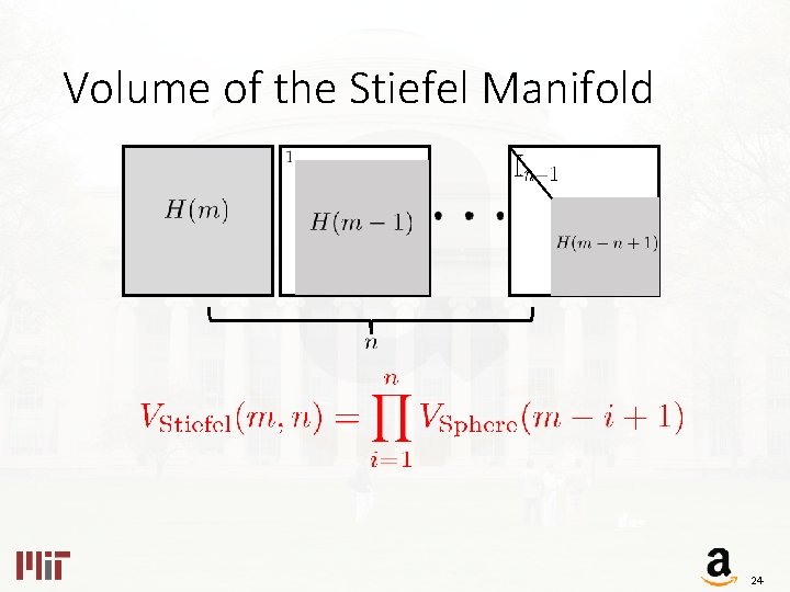 Volume of the Stiefel Manifold 24 