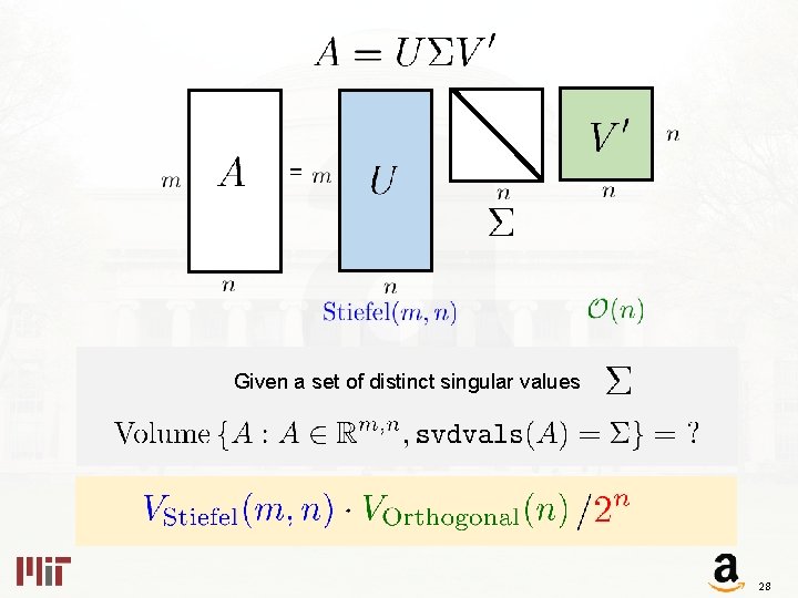 = Given a set of distinct singular values 28 