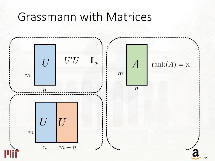 Grassmann with Matrices 44 