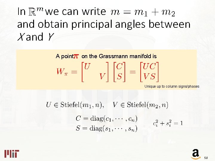 In we can write and obtain principal angles between X and Y A point