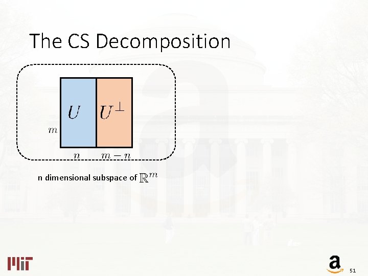 The CS Decomposition n dimensional subspace of 51 