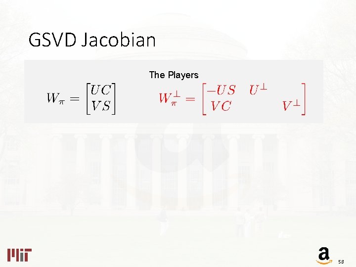 GSVD Jacobian The Players 58 