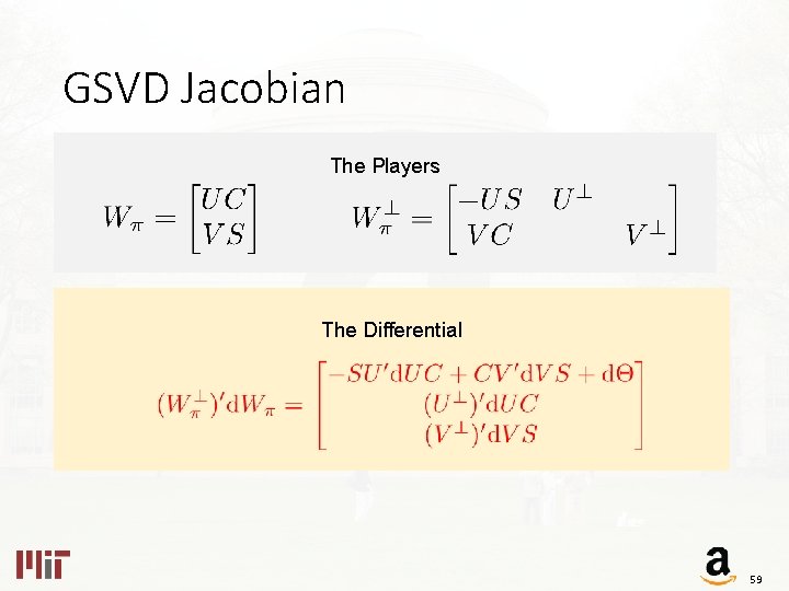 GSVD Jacobian The Players The Differential 59 