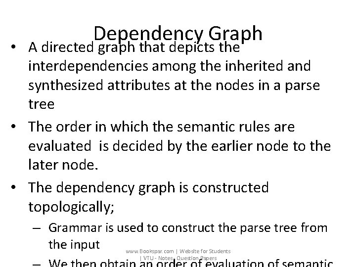 Dependency Graph • A directed graph that depicts the interdependencies among the inherited and