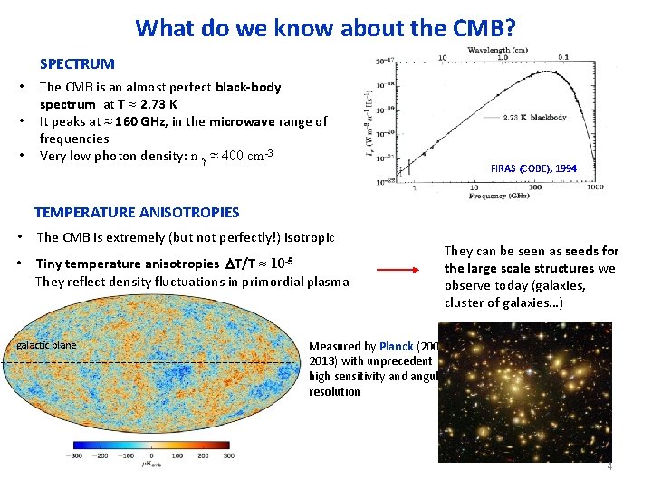 What do we know about the CMB? SPECTRUM • • • The CMB is