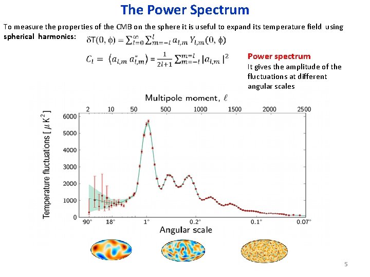 The Power Spectrum To measure the properties of the CMB on the sphere it