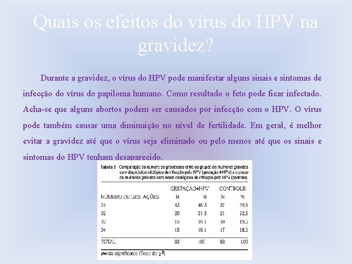 Quais os efeitos do vírus do HPV na gravidez? Durante a gravidez, o vírus