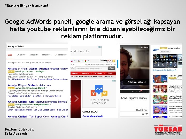 “Bunları Biliyor Musunuz? ” Google Ad. Words paneli, google arama ve görsel ağı kapsayan