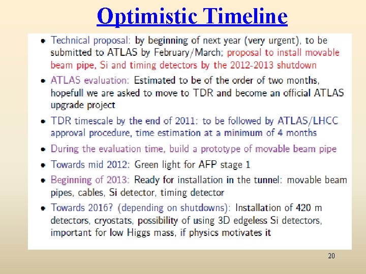 Optimistic Timeline 20 