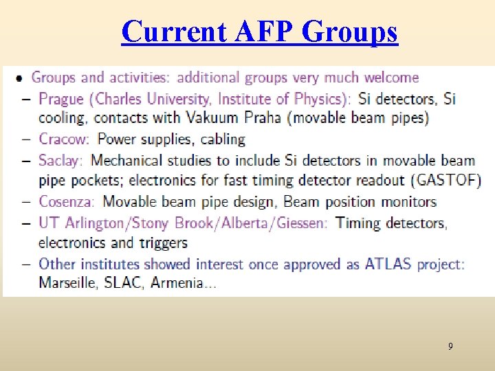Current AFP Groups 9 